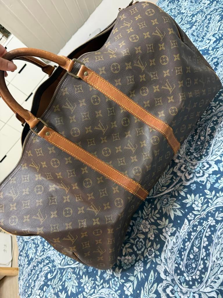 Originele Louis Vuitton Keepall 60 Reistas, Ophalen, Gebruikt, 20 tot 30 cm, Bruin