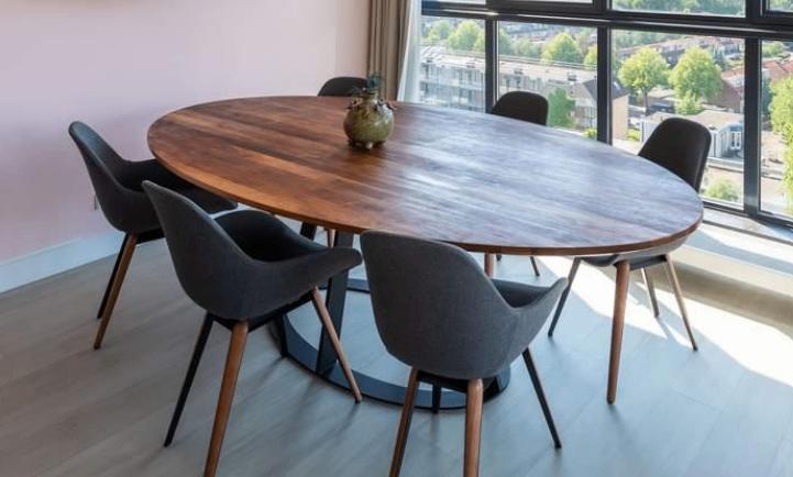 6x Kubikoff Slice Dimple Pop design eetkamerstoelen, Ophalen, Gebruikt, Stof, Grijs