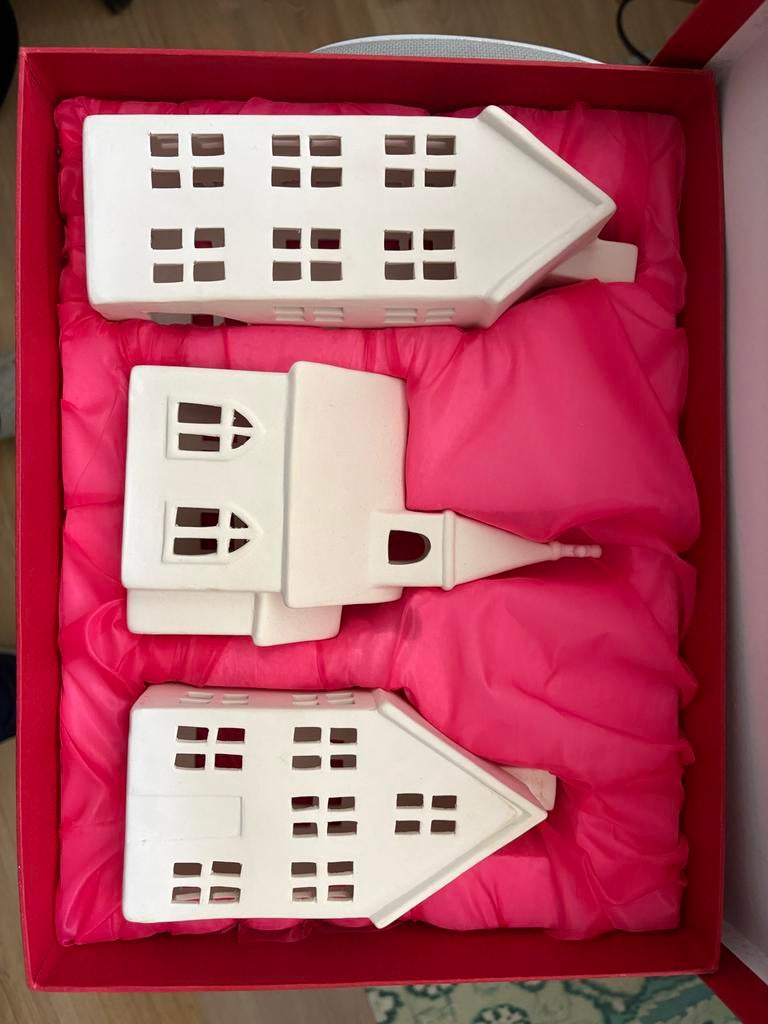 Keramiek Huisje Theelicht - Luxe Verpakking, Overige materialen, Wit, Nieuw, Ophalen of Verzenden