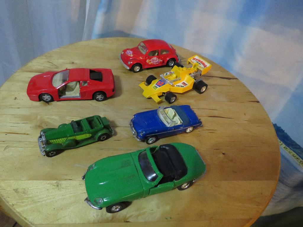 vintage die cast autotjes oa mg b , jaguar etype kever, Ophalen of Verzenden, Gebruikt
