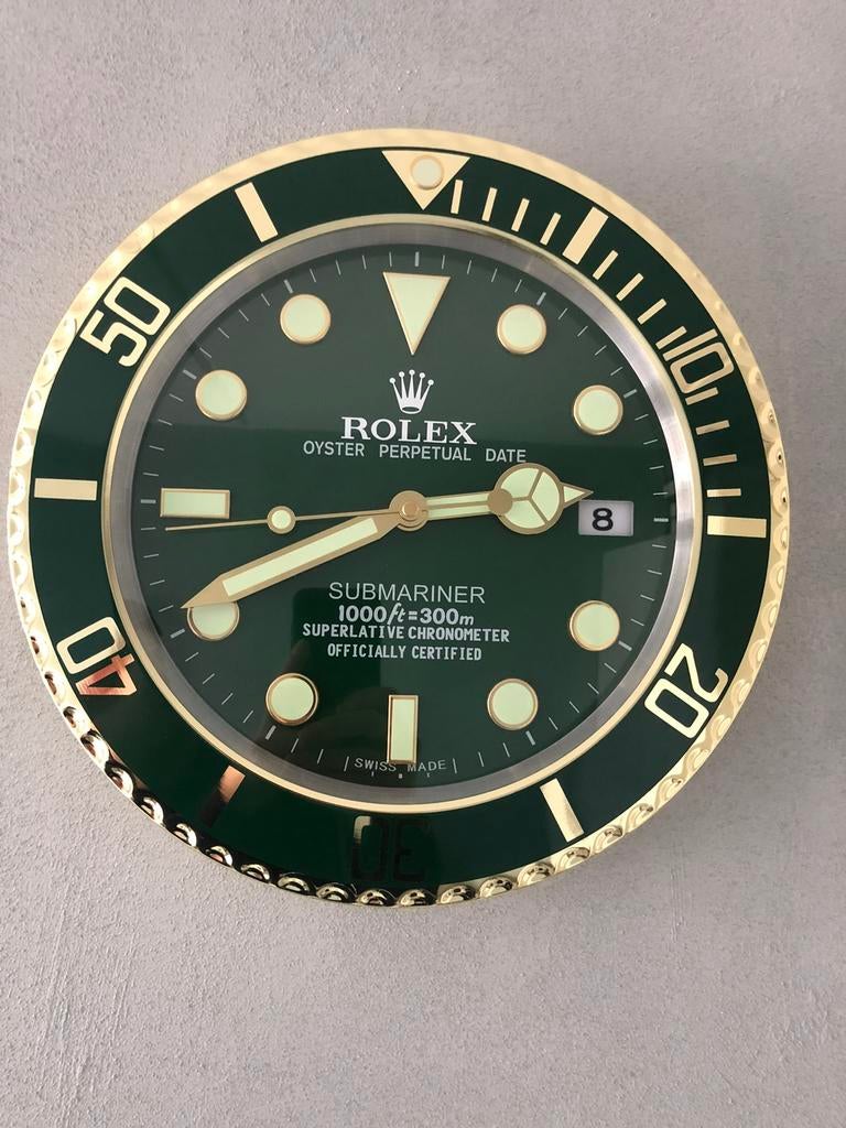 Rolex Hulk/Groen Submariner Goud Wandklok / Klok !! NIEUW !!, Ophalen of Verzenden, Nieuw