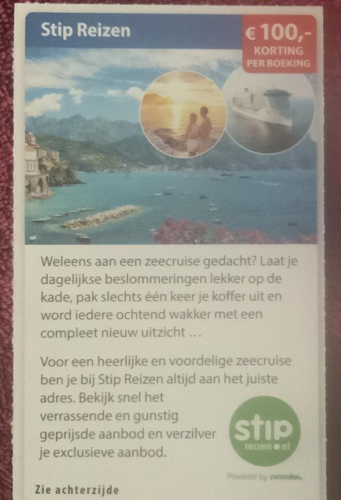 Stip Reizen Vakantie Voordeelbon, Tickets en Kaartjes, Drie personen of meer, Kortingsbon, Overige typen