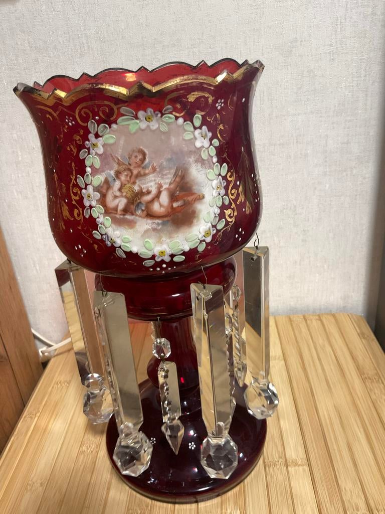 Vintage Luster Groot met Engelen, Ophalen of Verzenden