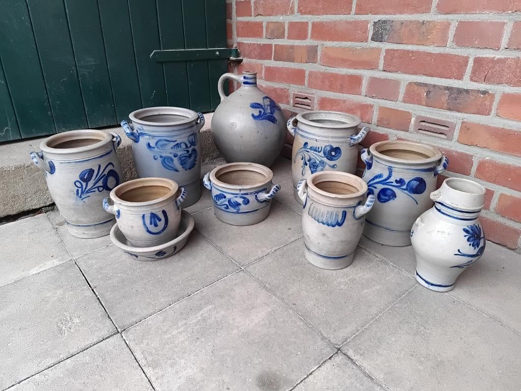 Blauw-wit Steengoed Potten en Kruik Set, Antiek en Kunst, Antiek | Keramiek en Aardewerk, Ophalen