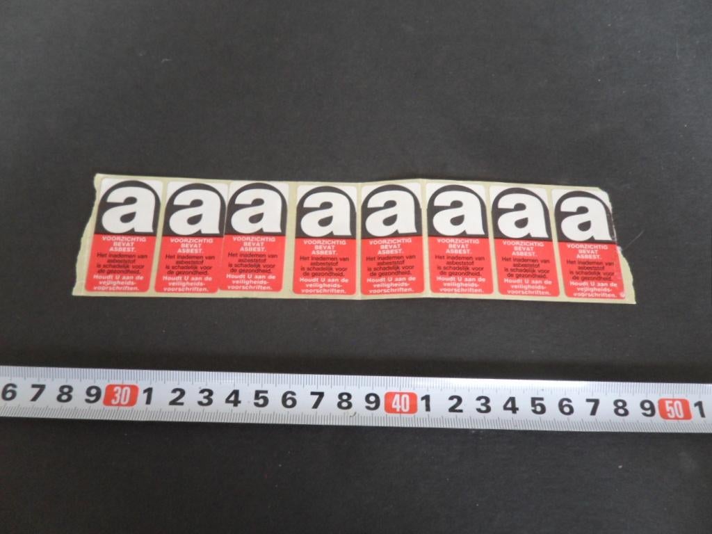 sticker set voorzichtig bevat ASBEST, Ophalen, Zo goed als nieuw