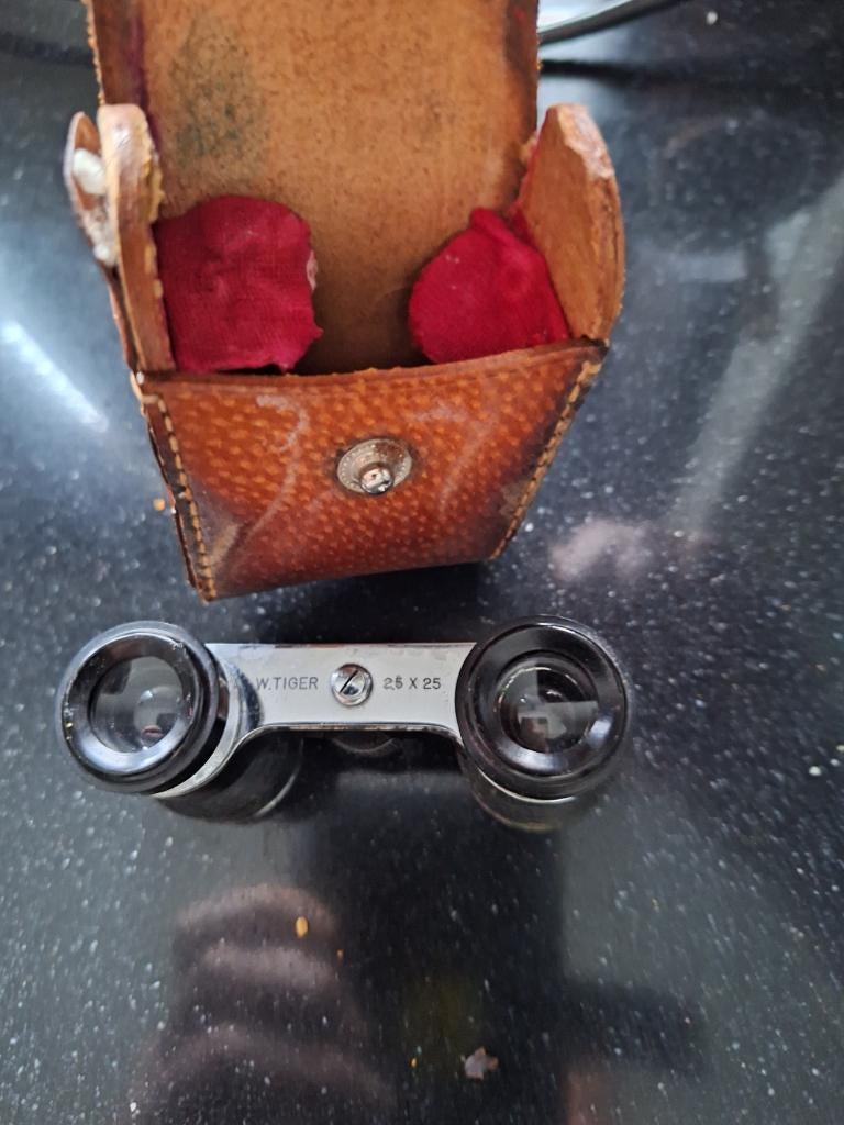 antieke vintage toneelkijker van W. Tiger met etui, Ophalen of Verzenden