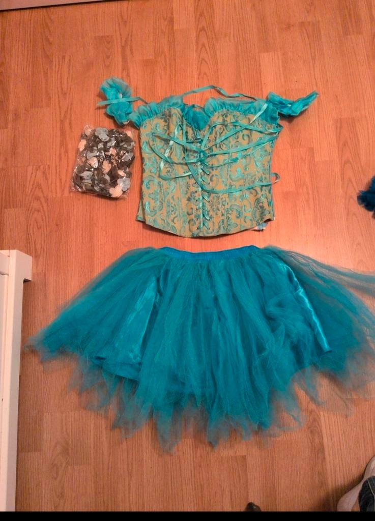 Corset met vetersluiting, rok en bloemenriem, Kleding | Dames, Carnavalskleding en Feestkleding, Ophalen of Verzenden, Nieuw, Carnaval