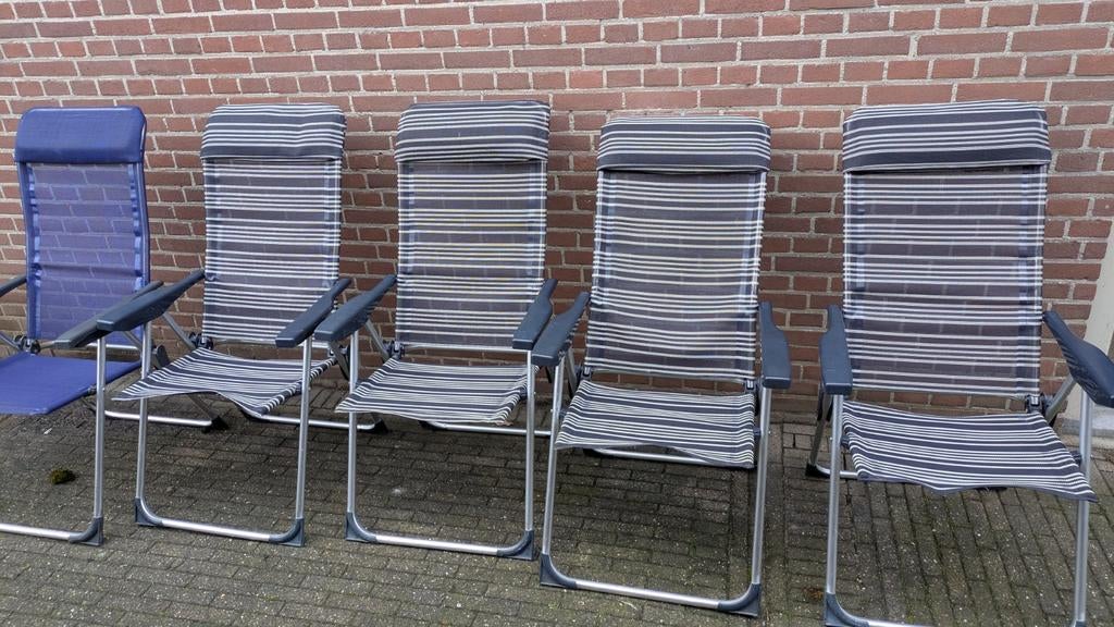 5 Campingstoelen kamperen - Ideaal voor Camping of Tuin, Caravans en Kamperen, Ophalen, Gebruikt, Campingstoel
