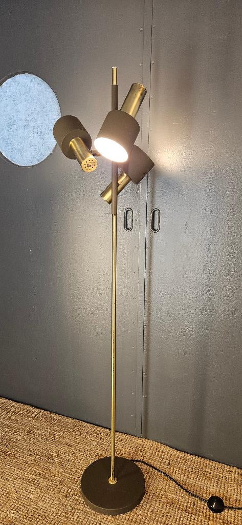 Vintage Solken Leuchten vloerlamp - Messing - jaren '70, Ophalen, Gebruikt, Overige materialen, Mid-century