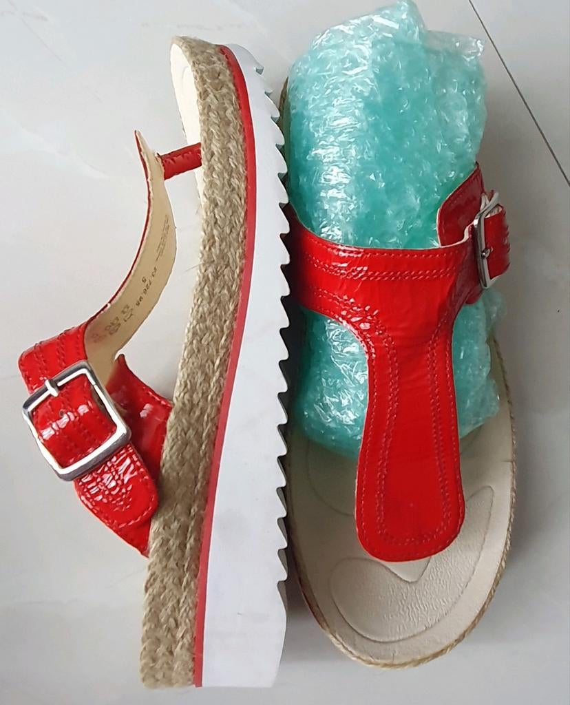 Gabor Slippers - Maat 38 - Rood/Wit - Een keer gedragen, Slippers, Gabor, Nieuw, Ophalen of Verzenden