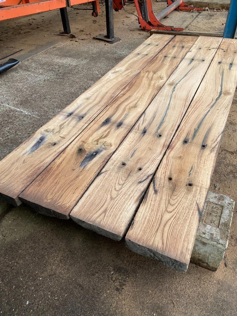 Robuuste eiken spoorbielsplanken, onbehandeld!