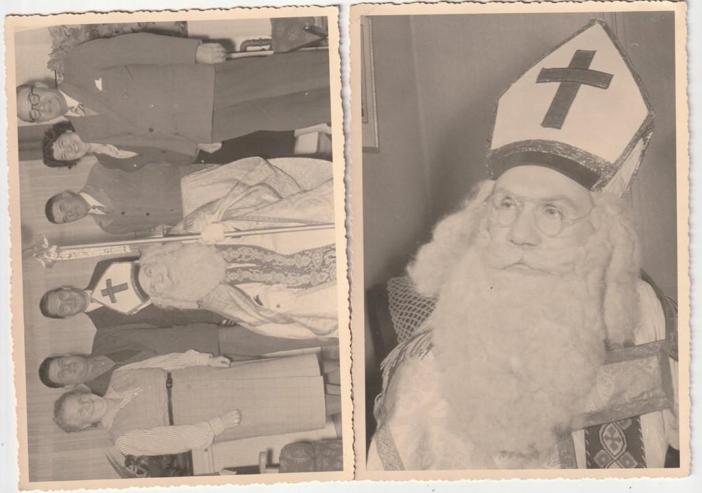 2 oude fotokaarten met Sinterklaas, Gebruikt, Verzenden, Foto, 1940 tot 1960