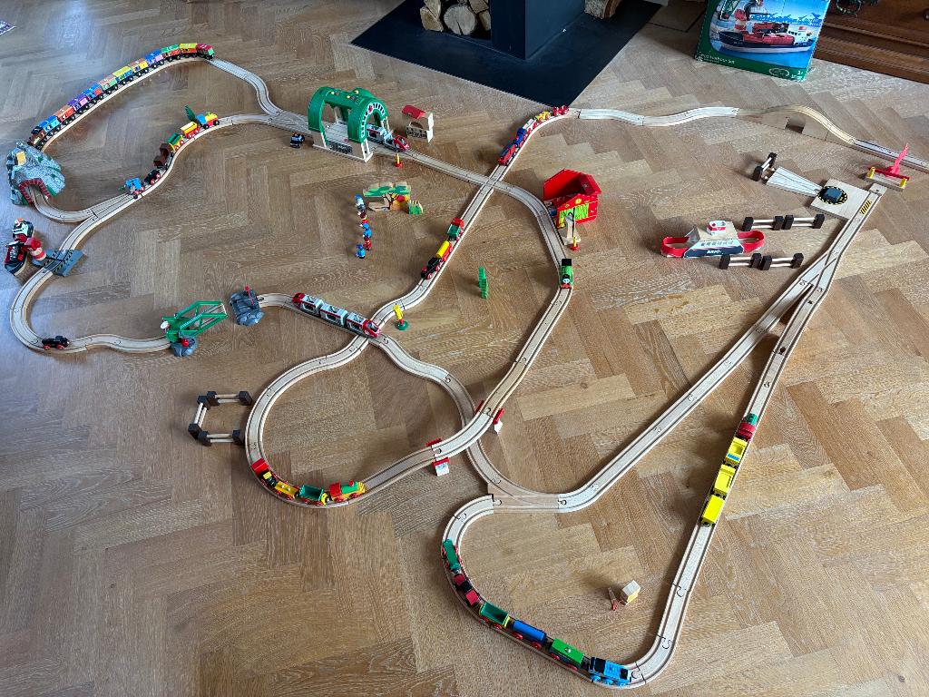 Uitgebreide houten trein Brio, Ophalen of Verzenden, Gebruikt, Overige typen