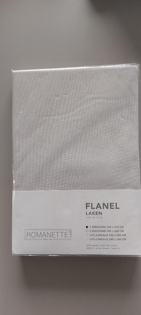 Romanette Flanel laken Zilver persoons, Eenpersoons, Nieuw, Ophalen of Verzenden, Deken of Dekbed