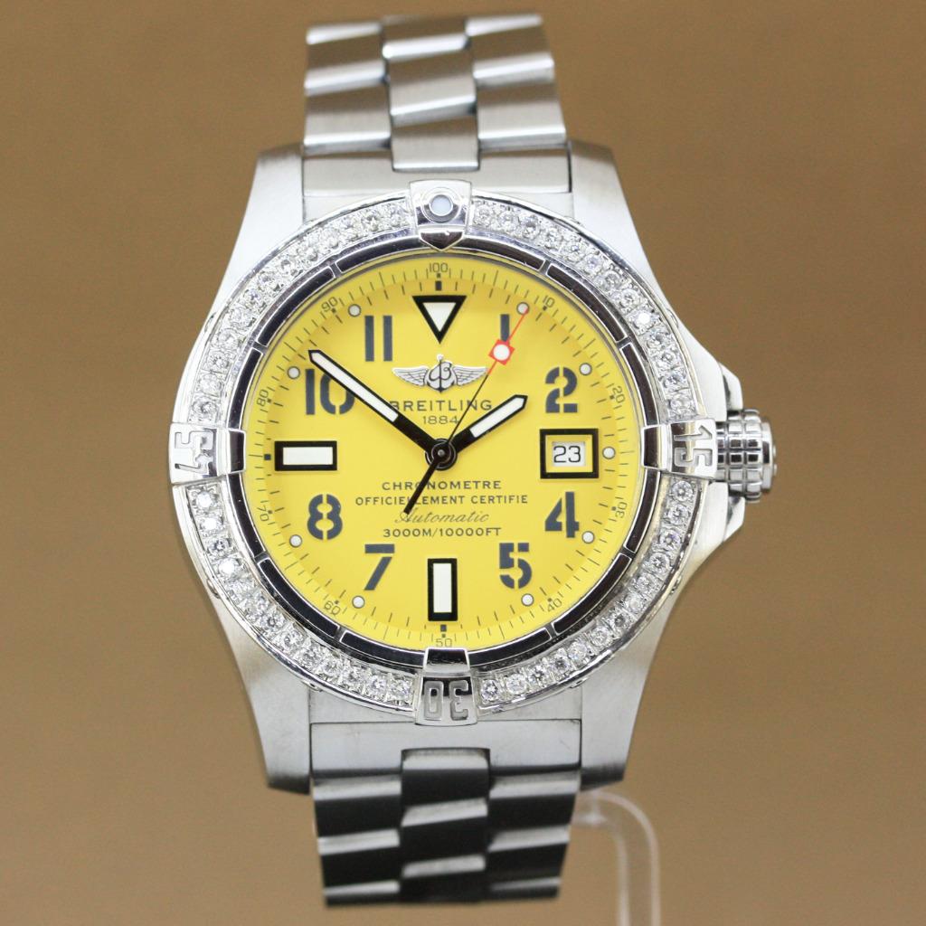 Breitling Avenger Seawolf A17330 Diamonds, Staal, Gebruikt, Staal, Breitling