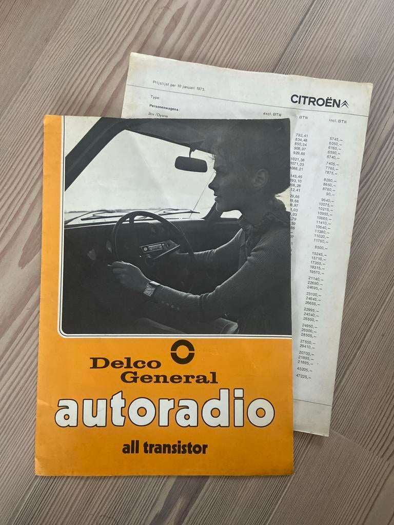 Citroen Accessoire Folder 1973 - Autoradio Delco General, Auto diversen, Autoradio's, Ophalen of Verzenden, Gebruikt