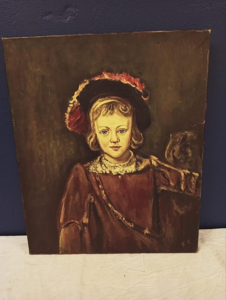 Portret van een jongen met hoed, Antiek en Kunst, Ophalen