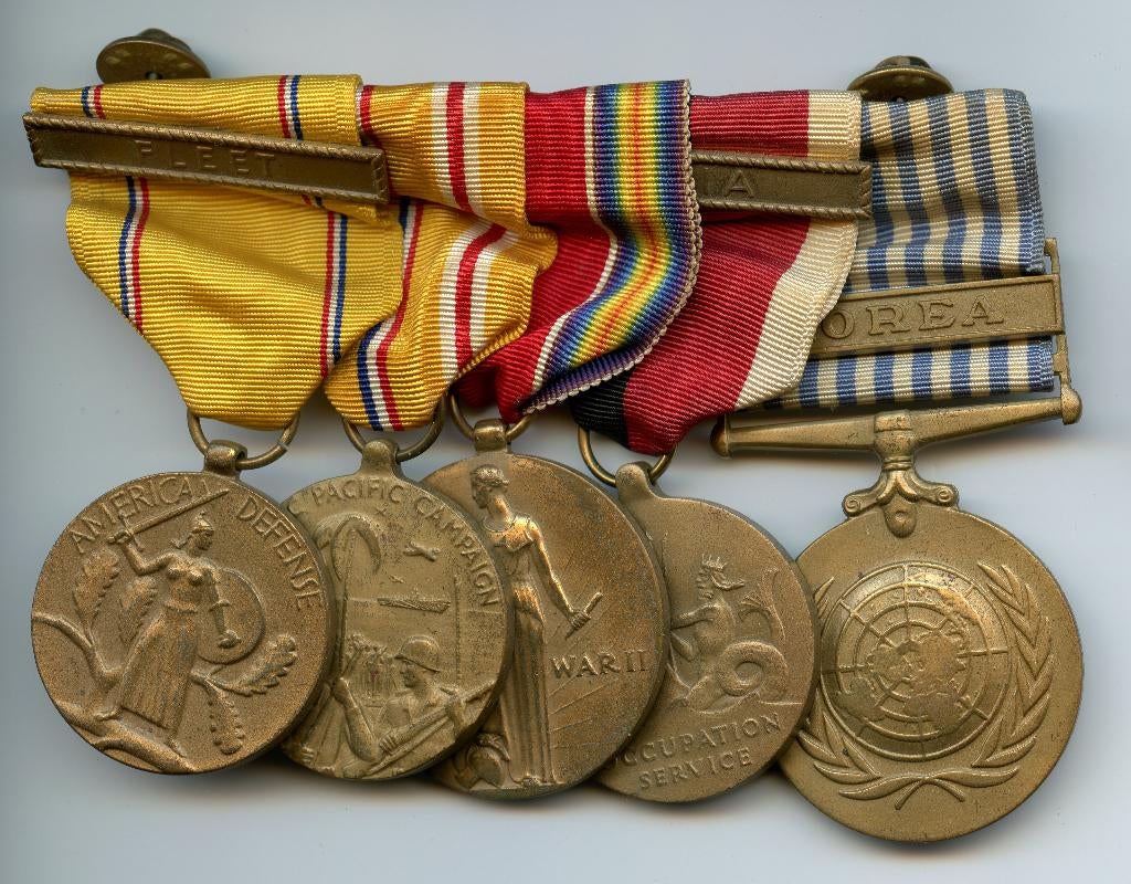 WO2/Korea US Navy Medal Bar (AD, AP, VM, OM, UNK), Ophalen of Verzenden, Marine, Amerika, Lintje, Medaille of Wings
