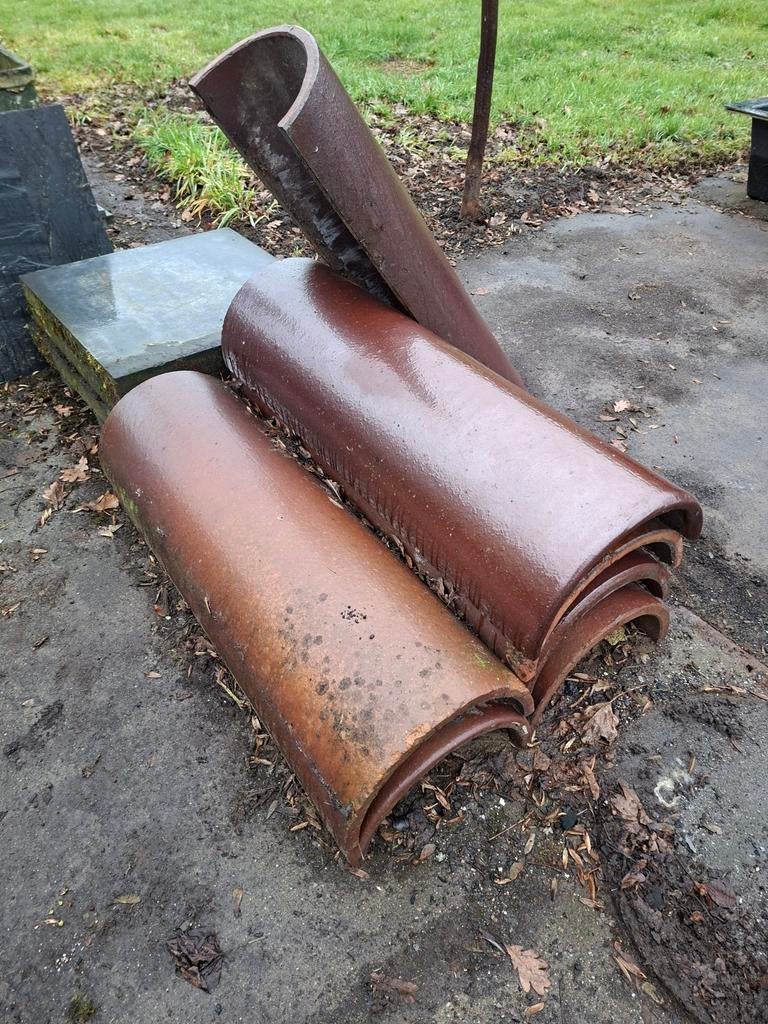 Gres goten 7 stuks, Ophalen, Steen of Klei, Minder dan 5 m², Dakpannen