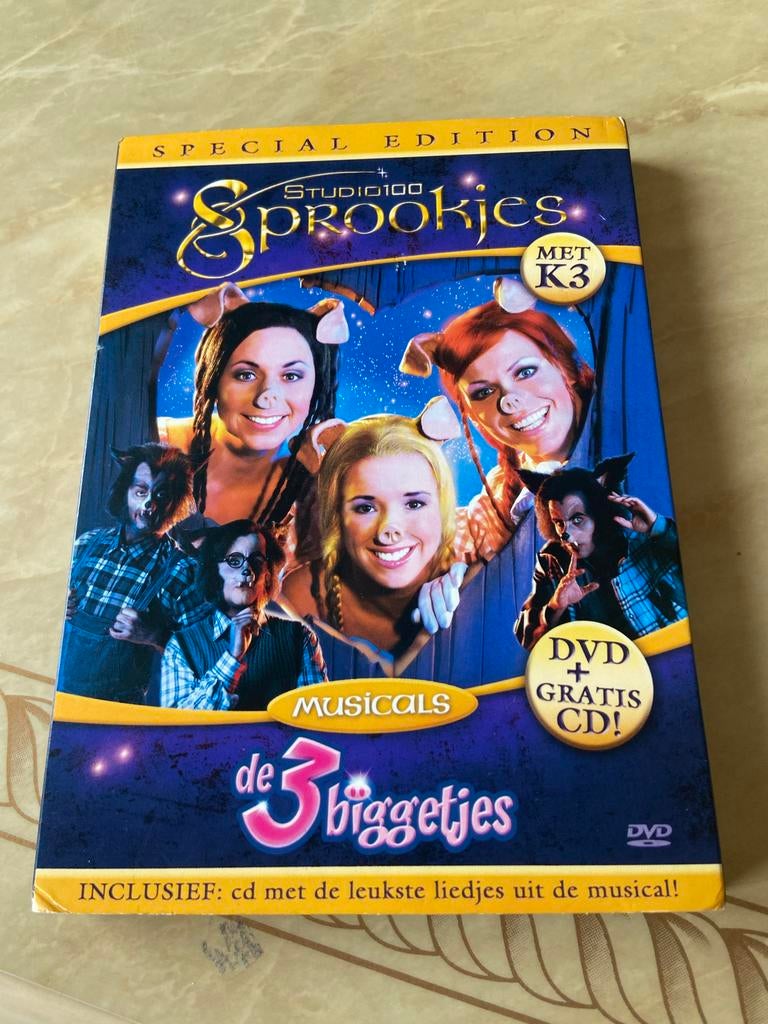 Studio 100 Sprookjes: De 3 Biggetjes DVD + CD (K3), Cd's en Dvd's, Dvd's | Kinderen en Jeugd, Alle leeftijden, Ophalen of Verzenden