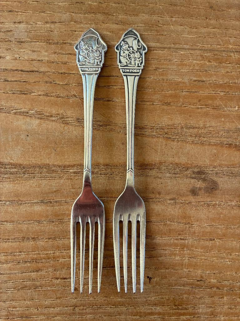 Vintage verzilverde kindervork vorkje Tom Poes - Sola 100, Antiek en Kunst, Antiek | Bestek, Ophalen of Verzenden