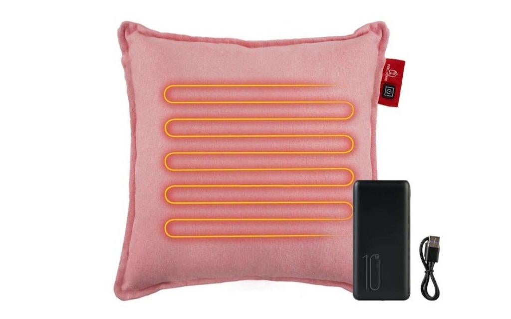 Feel Home Verwarmend Kussen Zacht Roze 45x45cm + Powerbank, Ophalen of Verzenden, Nieuw, Roze, Vierkant