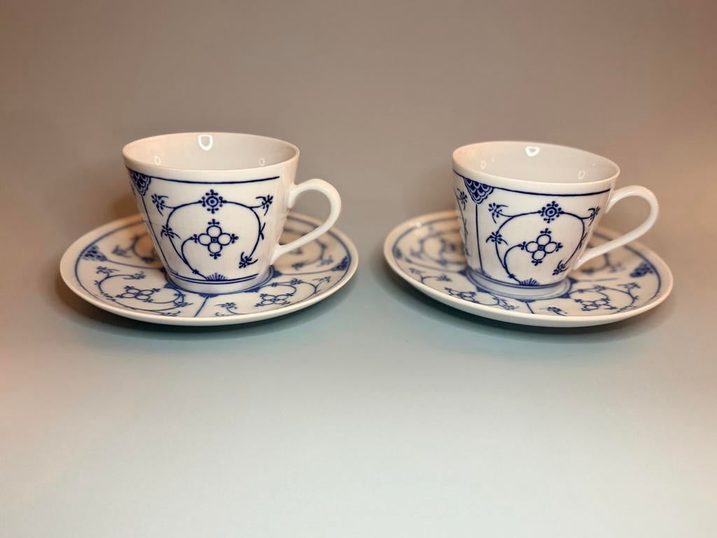 2x Kahla 'Blaue Sax' kop en schotel, DDR vintage servies, Antiek en Kunst, Antiek | Servies los, Ophalen of Verzenden