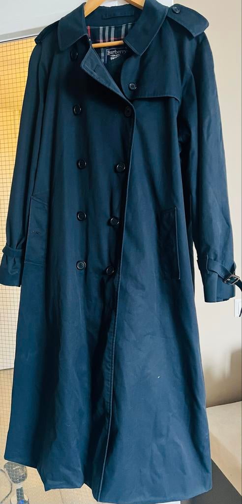 Vintage Burberry's Trenchcoat - Donkerblauw, Kleding | Dames, Ophalen of Verzenden, Zo goed als nieuw, Maat 38/40 (M), Blauw