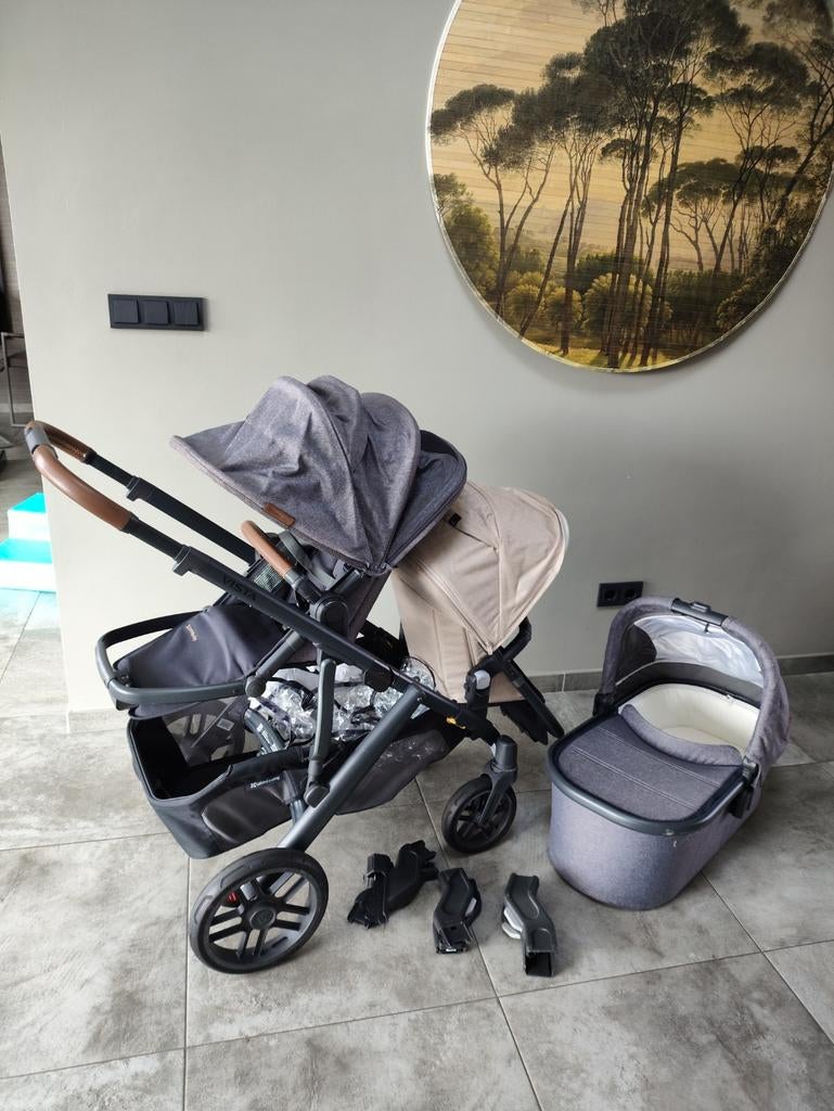 UPPAbaby Vista V2 Duowagen met Reiswieg en 2 Zitjes, Gebruikt, Combiwagen, Verstelbare duwstang, Ophalen