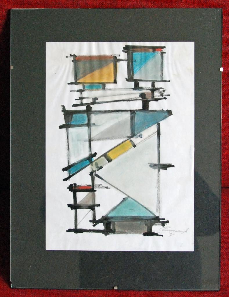 Abstracte Compositie, Antiek en Kunst, Kunst | Schilderijen | Abstract, Ophalen of Verzenden