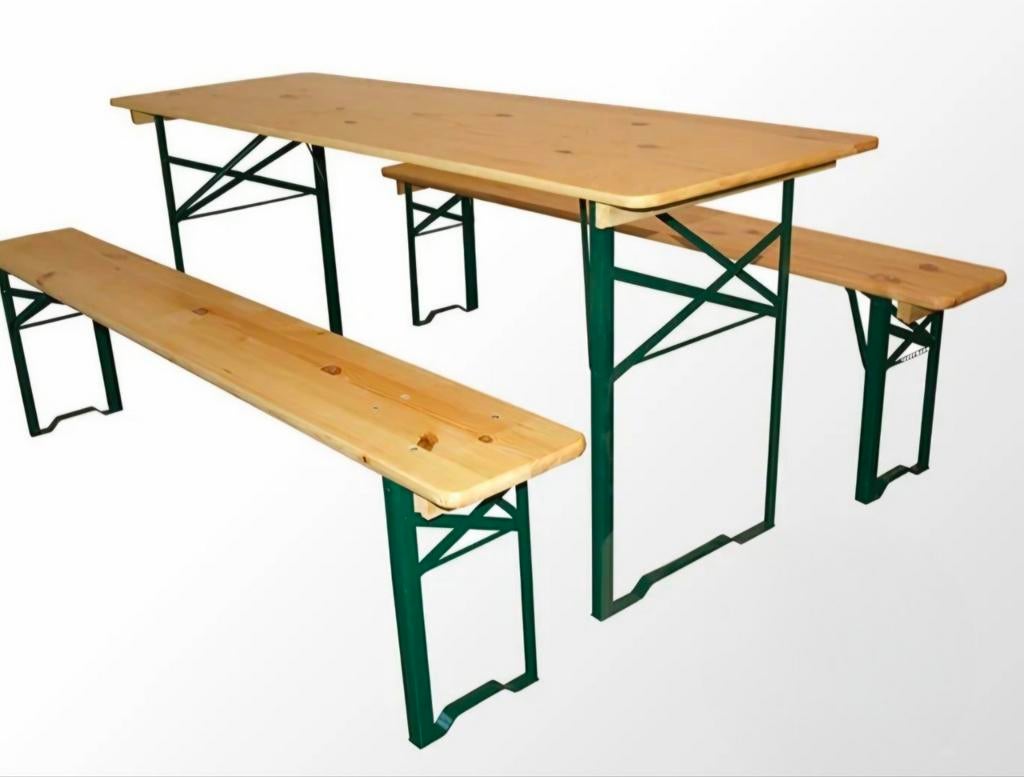 Biertafel compleet, Ophalen, Rechthoekig, Hout