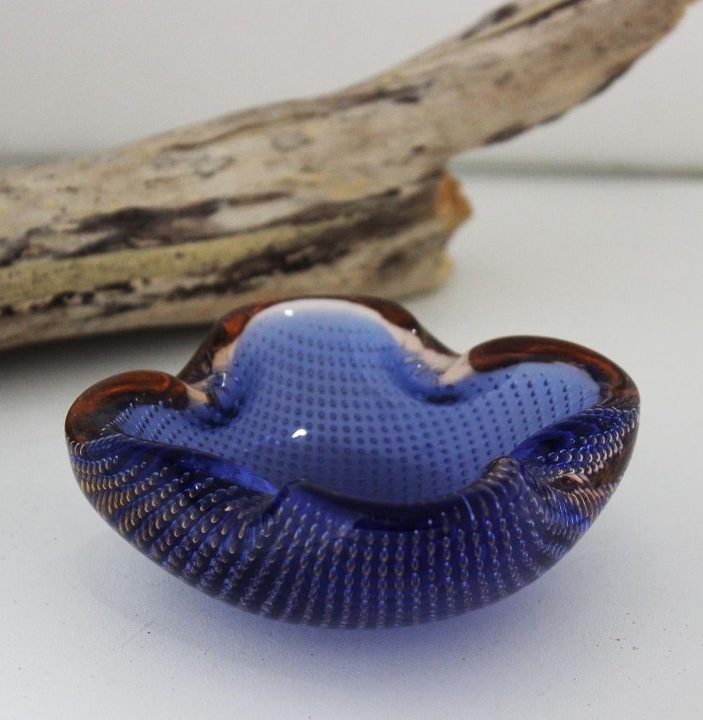 Vintage Murano blauw glazen asbak, Antiek en Kunst, Antiek | Glas en Kristal, Ophalen of Verzenden