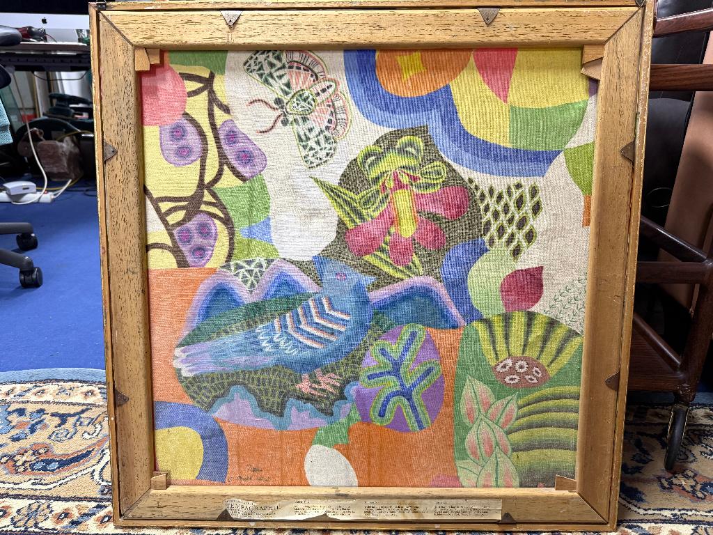 Willie Hartung Vogel mit Blumen Tepagraphi 8/300, Antiek en Kunst, Ophalen