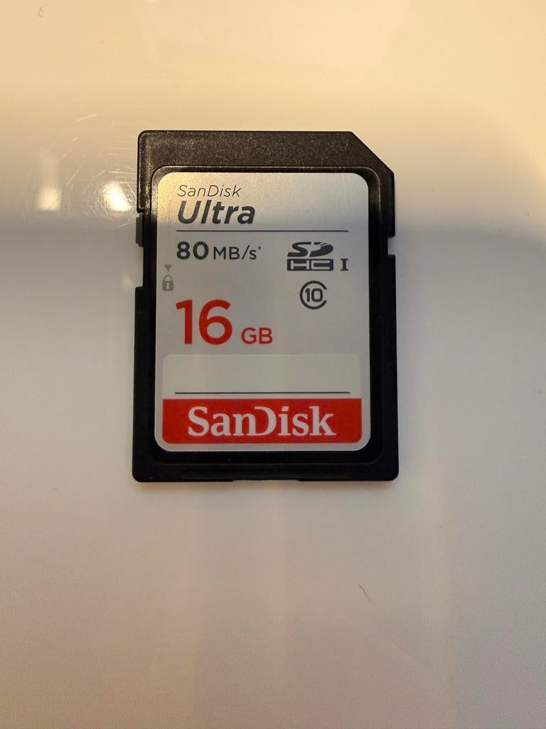 SanDisk Ultra SD 16 GB geheugenkaart, Audio, Tv en Foto, Fotografie | Geheugenkaarten, SD, Gebruikt, Ophalen of Verzenden, Fotocamera