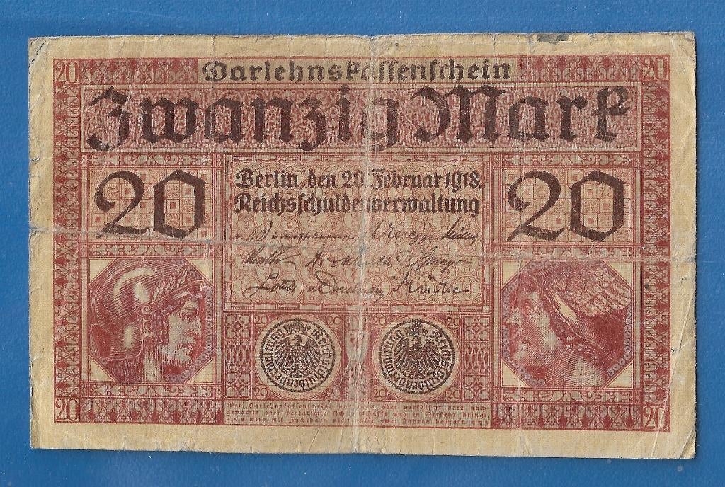 Duitsland biljet 20 Mark (Darlehnskassenschein) - 1918, Postzegels en Munten, Bankbiljetten | Europa | Niet-Eurobiljetten, Verzenden