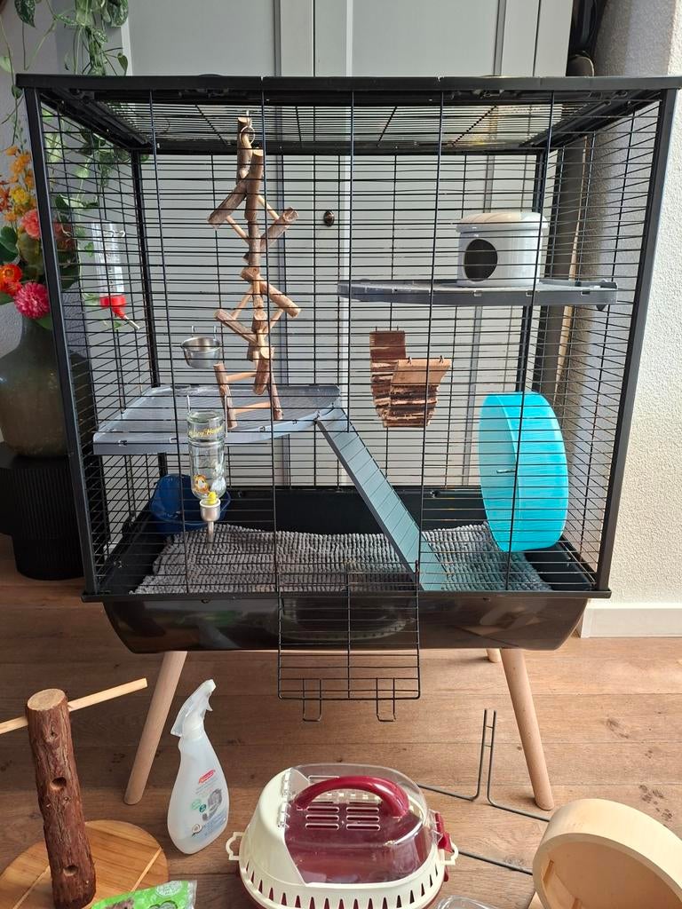 Rattenkooi met toebehoren. Zie omschrijving, Ophalen, Metaal, Vogelkooi