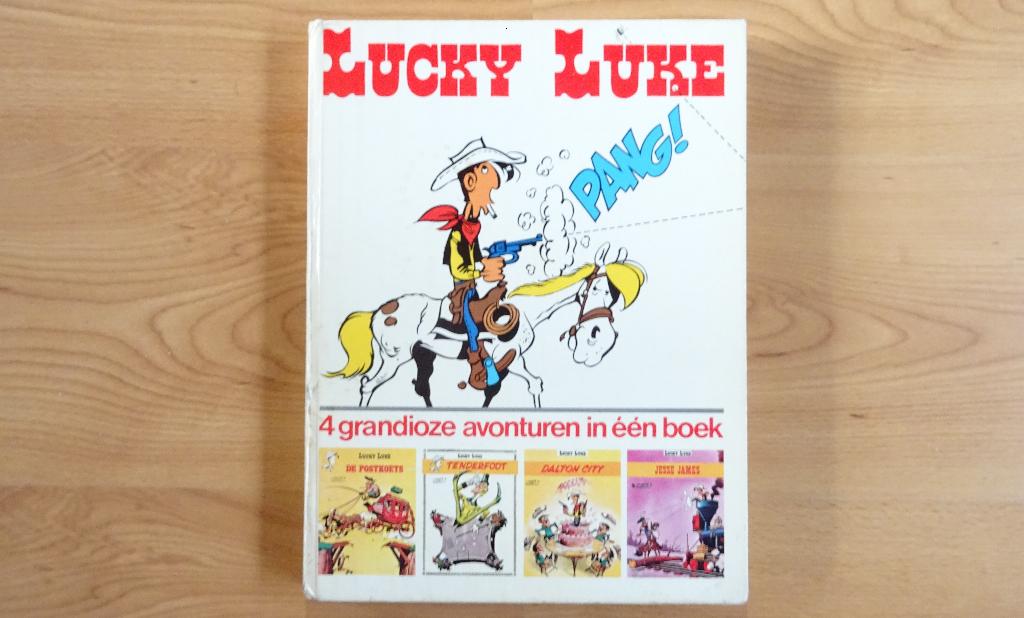 Lucky Luke 4 grandioze avonturen in één boek, Eén stripboek, Ophalen of Verzenden, Gelezen