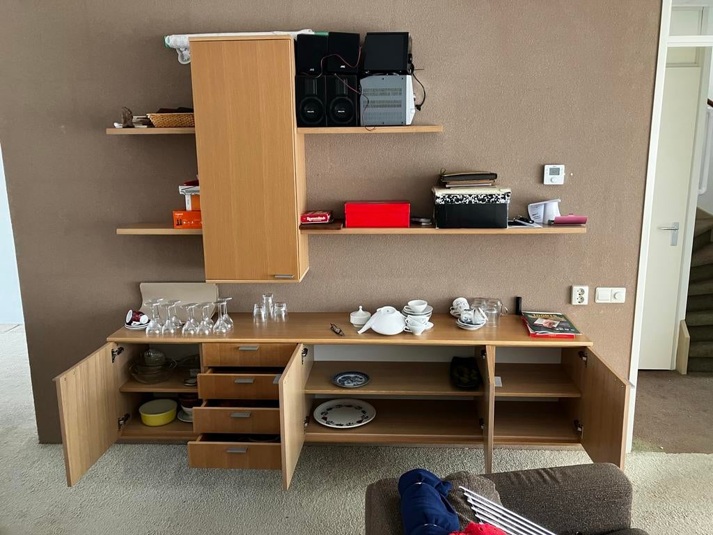 Interstar wandmeubel - Modulair opbergsysteem, Huis en Inrichting, Ophalen, Gebruikt, 200 cm of meer, Met lade(s)