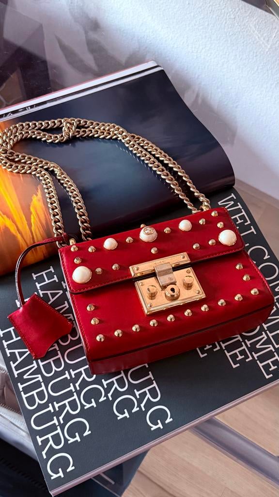 Gucci Padlock GG Schoudertas Rood Leer, Sieraden, Tassen en Uiterlijk, Tassen | Damestassen, Ophalen of Verzenden, Zo goed als nieuw