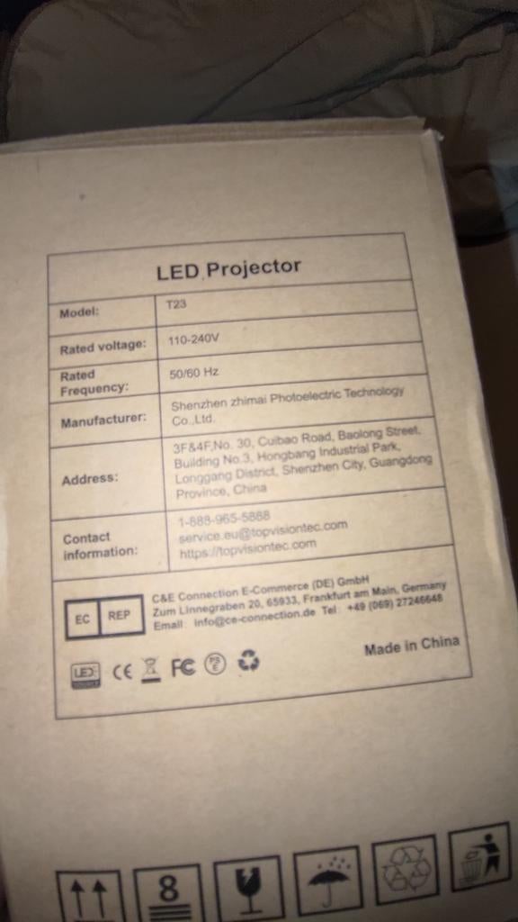 TOPVISION T23 LED Projector - Nieuw in doos, Audio, Tv en Foto, Beamers, Nieuw, Ophalen of Verzenden, Overige resoluties, LED