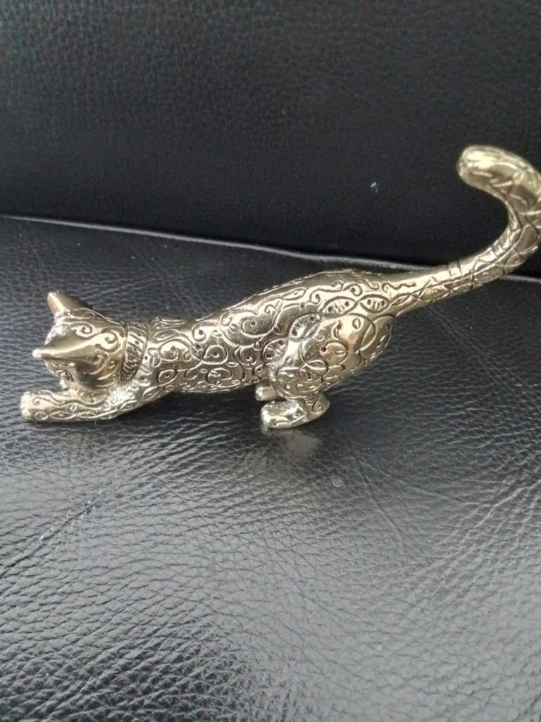 Koperen kat Aziatisch Curiosa kabinet, Ophalen of Verzenden, Zo goed als nieuw, Dier