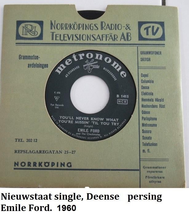 EMILE FORD, nw. staat single 1960, Deense persing, Ophalen of Verzenden, Zo goed als nieuw, Overige formaten, Overige soorten