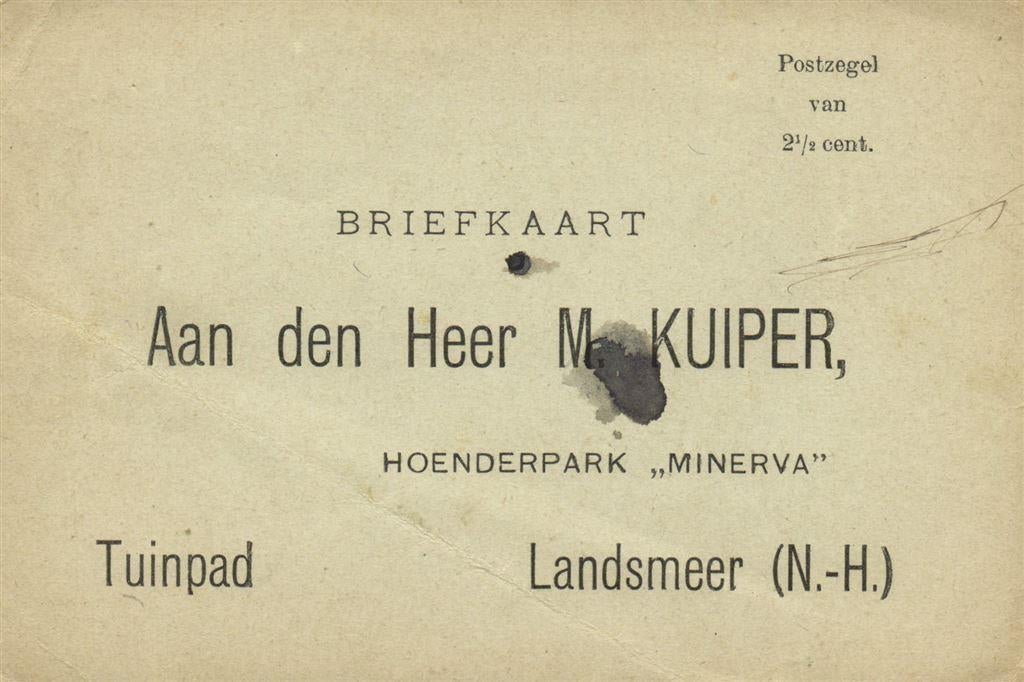 Hoenderpark Minerva, Landsmeer [N.-H.] - geen datum - briefk, Ophalen of Verzenden, Briefkaart