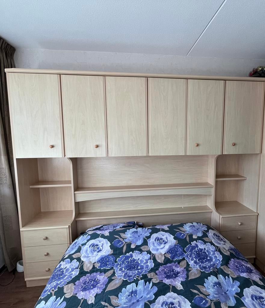 2 persoons bed met opbergkasten, Ophalen, Gebruikt, Tweepersoons