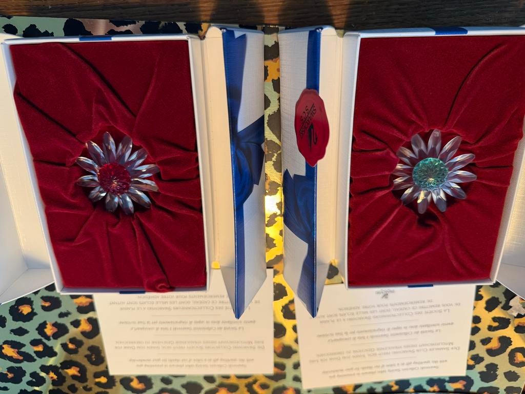 Swarovski Kristallen Bloemen in Geschenkdoos twee stuks, Verzamelen, Swarovski, Nieuw, Figuurtje, Ophalen of Verzenden