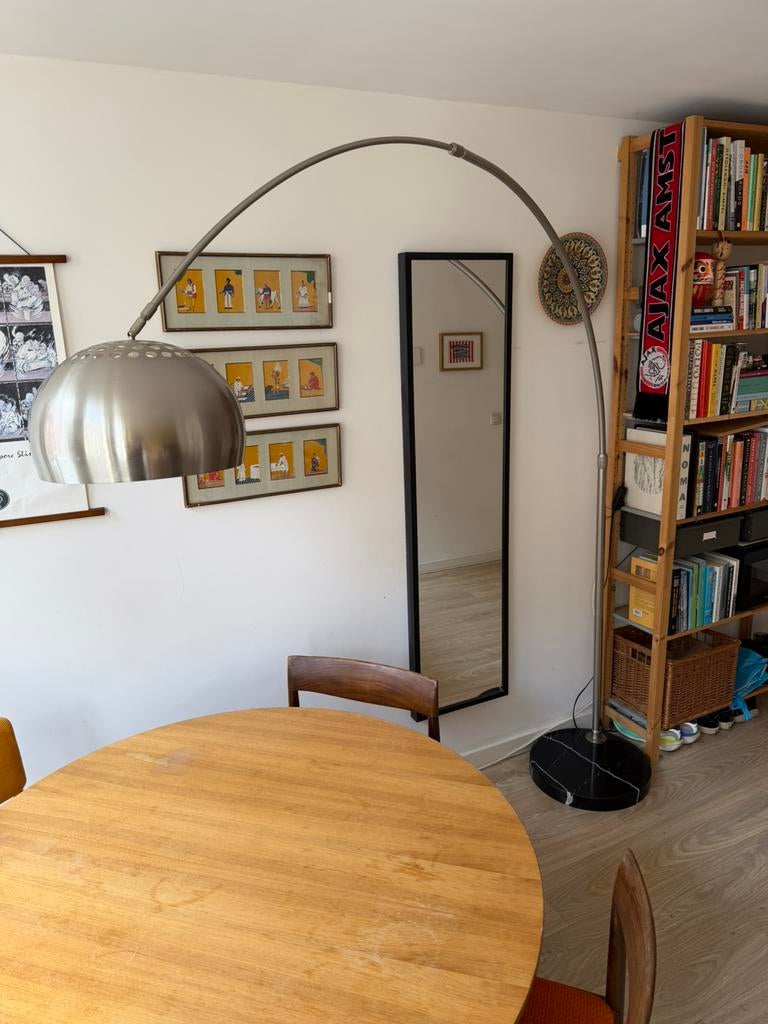 Booglamp met marmeren voet en dimmer, Ophalen, Gebruikt, 150 tot 200 cm