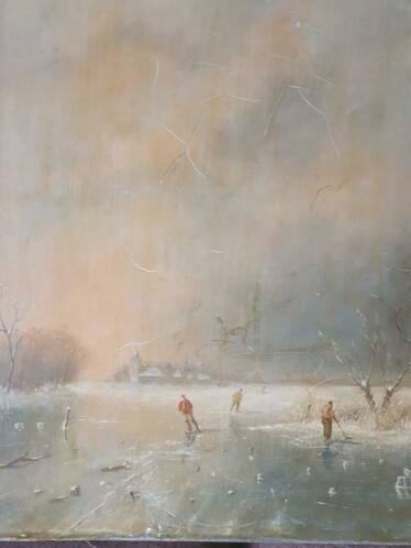 Schilderij op doek winterlandschap Louis Apol., Ophalen