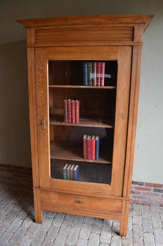 Prachtige antieke eiken Art Deco Boekenkast, vitrinekast