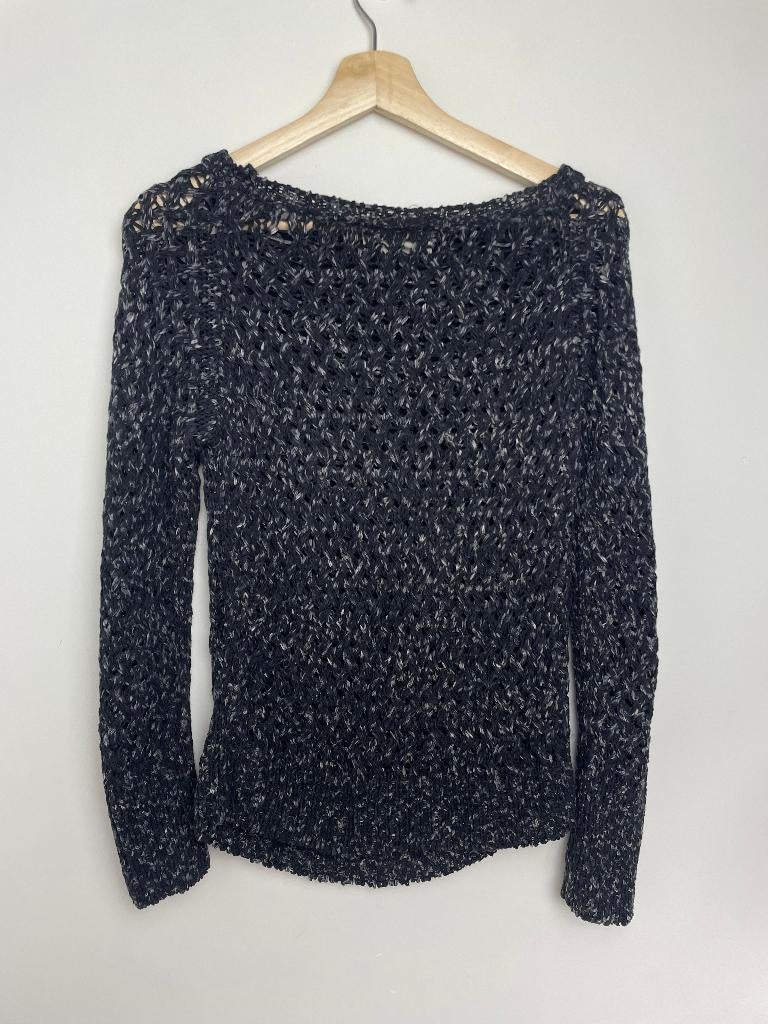 Humanoid grofgebreide trui opengewerkt zwart wit gemeleerd S, Kleding | Dames, Truien en Vesten, Customercare@humanoid.nl, HUMANOID Collective B.V.