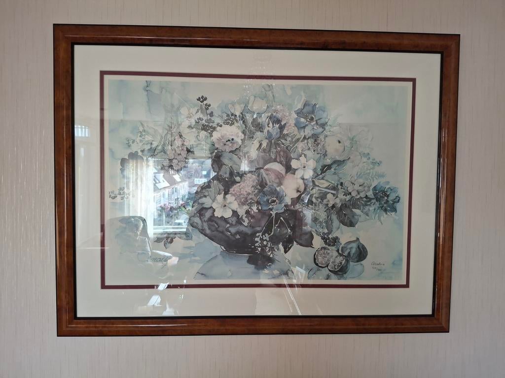 Mooi ingelijst bloemenschilderij – lijst 95*70, Antiek en Kunst, Ophalen